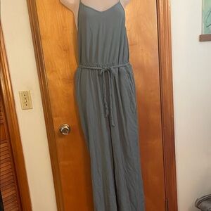 Sleeveless V-Neck Wide-Leg Jumpsuit in Slate Blue